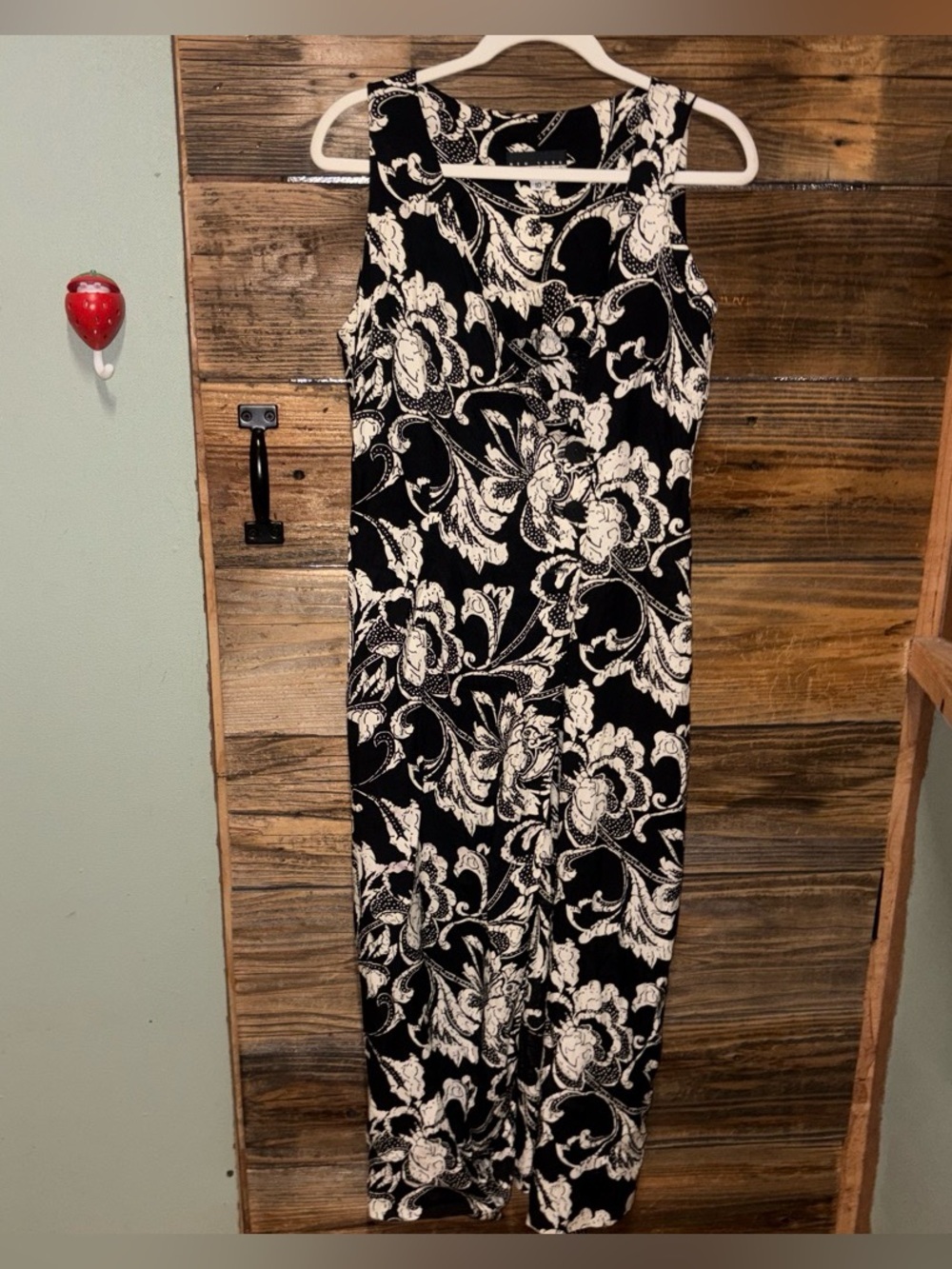 Black & White Floral Sleeveless Duster Dress
